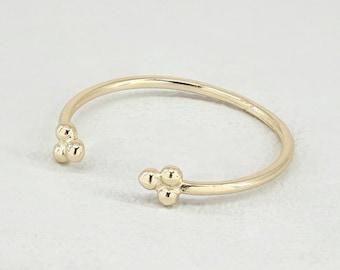 Open band ring, dainty gold ring, tiny dots open ring, dainty stacking ring, gold open band ring, minimal open ring, thin gold ring