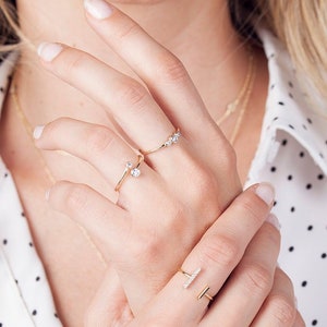 Tiny cz ring, thin gold ring, simple gold ring, dainty thin ring, dainty cz ring, stacking ring, minimalist ring, delicate ring, gold ring image 7