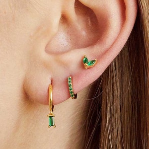 Tiny studs, dainty studs, green stone earrings, small gold earrings, delicate stud earrings, minimal gold studs, dainty gold earrings image 1
