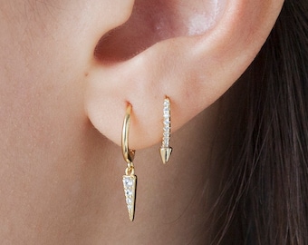 Minimal hoops, dainty hoops, tiny hoop earrings, spike hoops, small hoops, minimalist earrings, delicate hoops, thin hoops, gold hoops