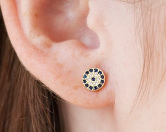 Evil eye earrings, minimal earrings, dainty earrings, small gold earrings, delicate earrings, small gold studs, dainty stud earrings