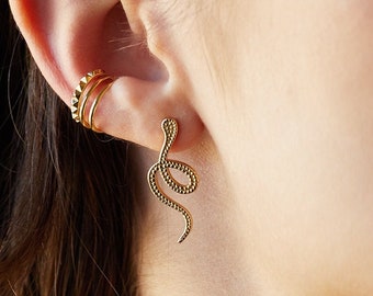 Snake studs, dainty earrings, snake earrings, gold snake earrings, trendy earrings, dangle earrings, serpent earrings, minimal gold studs