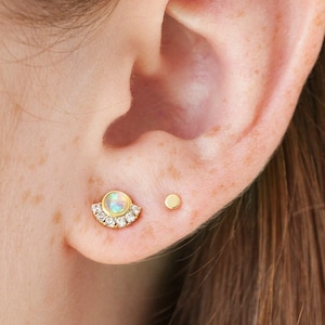 Tiny disc earrings, tiny stud earrings, circle studs, simple earrings, tiny studs, minimalist earrings, delicate stud earrings, gold studs image 1