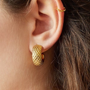 Statement earrings, minimal gold hoops, dainty hoop earrings, large gold hoops, chunky hoops, gold earrings, dainty jewelry, minimal hoops image 1