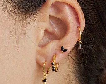 Tiny studs, small stud earrings, dainty studs, delicate studs, black stone earrings, butterfly earrings, dainty gold studs, cz studs