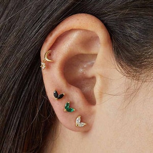 Tiny studs, small stud earrings, dainty studs, delicate studs, black stone earrings, butterfly earrings, dainty gold studs, cz studs image 3