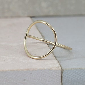 Open circle ring, simple O ring, karma ring, oval ring, dainty thin gold ring, delicate round ring, big circle ring, minimal geometric ring