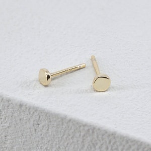 Tiny disc earrings, tiny stud earrings, circle studs, simple earrings, tiny studs, minimalist earrings, delicate stud earrings, gold studs image 2