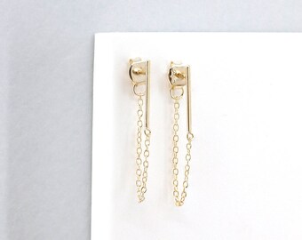 Dangle chain earrings - dangle earrings - gold earrings - silver earrings - edgy earrings - minimalist jewelry