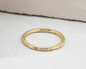 Dainty band ring, gold cz ring, gold ring, stacking ring, minimalist gold ring, dainty jewelry, gold dainty ring, half round ring