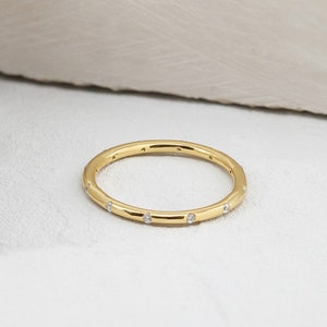 Dainty band ring, gold cz ring, gold ring, stacking ring, minimalist gold ring, dainty jewelry, gold dainty ring, half round ring