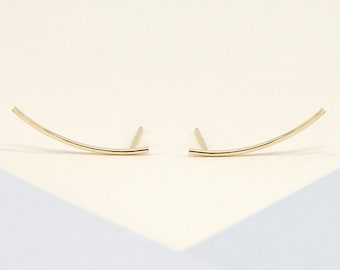 Thin ear climbers, gold ear climbers, simple gold ear crawlers, minimalist ear climbers, gold earrings, dainty earrings, minimalist earrings