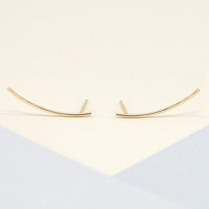 Thin ear climbers, gold ear climbers, simple gold ear crawlers, minimalist ear climbers, gold earrings, dainty earrings, minimalist earrings