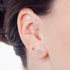 Kleine schijfoorbellen, kleine stud oorbellen, cirkel studs, eenvoudige oorbellen, kleine studs, minimalistische oorbellen, delicate stud oorbellen, gouden studs afbeelding 4