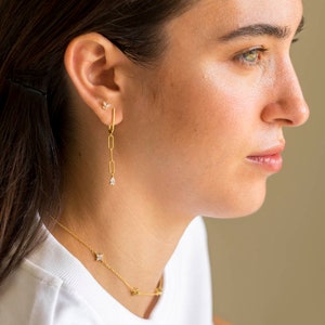 Link chain earrings, gold chain studs, dangle chain stud earrings, chain drop earrings, paper clip chain earrings, minimalist earrings image 5