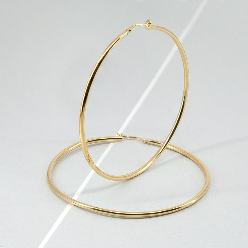 Large hoops, statement hoop earrings, big hoops, thin gold hoop earrings, minimalist hoops, delicate hoop earrings, statement hoops image 2