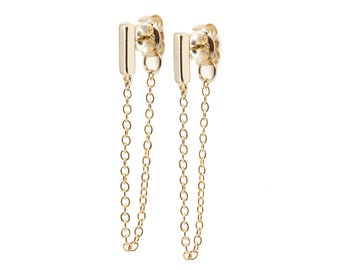 Gold Chain Earrings Bar Chain Earrings 