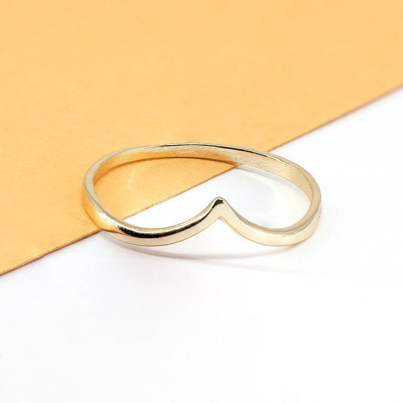 delicate gold ring minimal ring thin band ring Gold chevron ring dainty V ring silver ring skinny chevron ring thin stacking ring