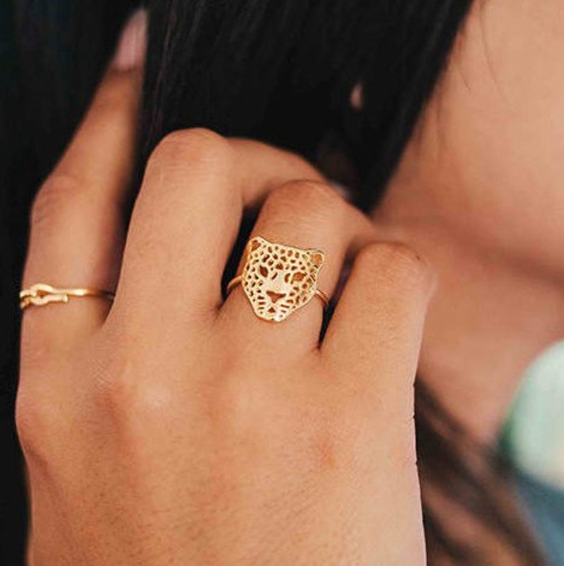 Panther ring, minimalist ring, animal ring, dainty gold ring, gold panther ring, animal jewelry, animal ring, gold ring, feline ring image 5