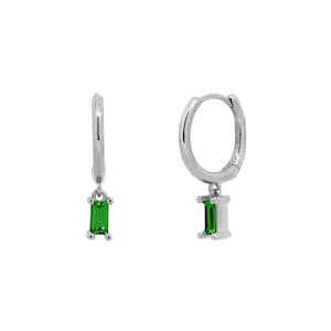 Small hoop earrings, gold hoop earrings, green emerald hoops, dainty earrings, sterling silver earrings, huggie hoop earrings, hoop earrings Silver