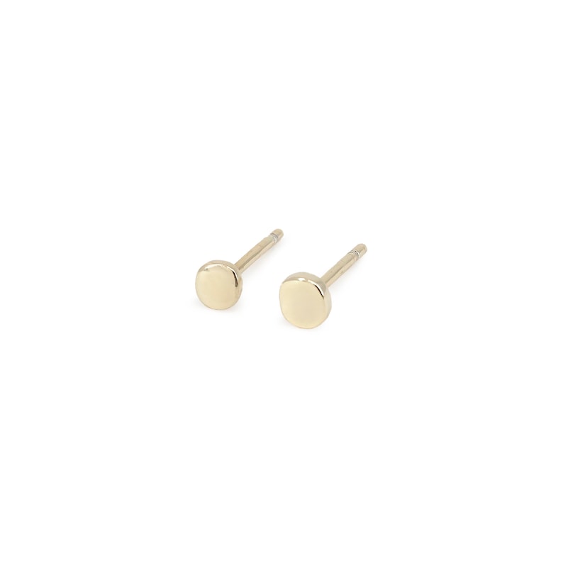 Tiny disc earrings, tiny stud earrings, circle studs, simple earrings, tiny studs, minimalist earrings, delicate stud earrings, gold studs image 3