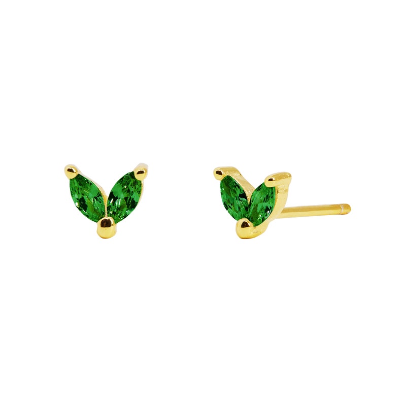 Tiny studs, dainty studs, green stone earrings, small gold earrings, delicate stud earrings, minimal gold studs, dainty gold earrings Gold