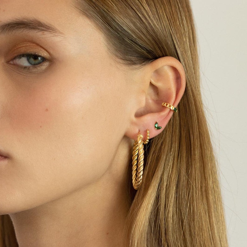 Tiny studs, dainty studs, green stone earrings, small gold earrings, delicate stud earrings, minimal gold studs, dainty gold earrings image 3