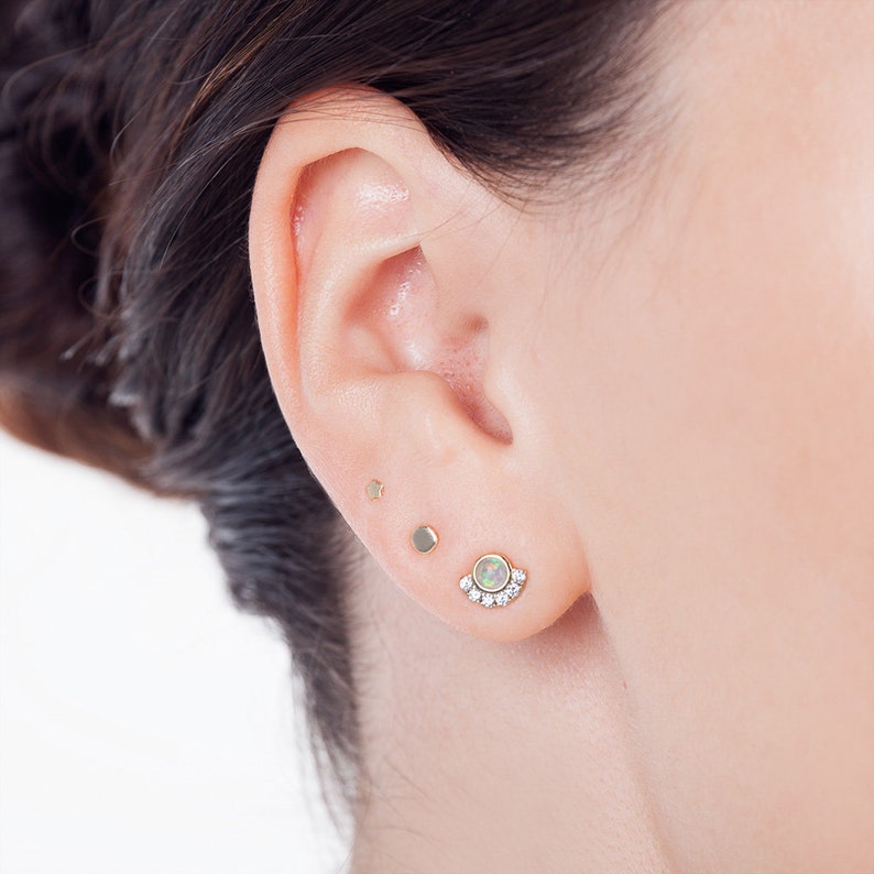 Kleine schijfoorbellen, kleine stud oorbellen, cirkel studs, eenvoudige oorbellen, kleine studs, minimalistische oorbellen, delicate stud oorbellen, gouden studs afbeelding 4