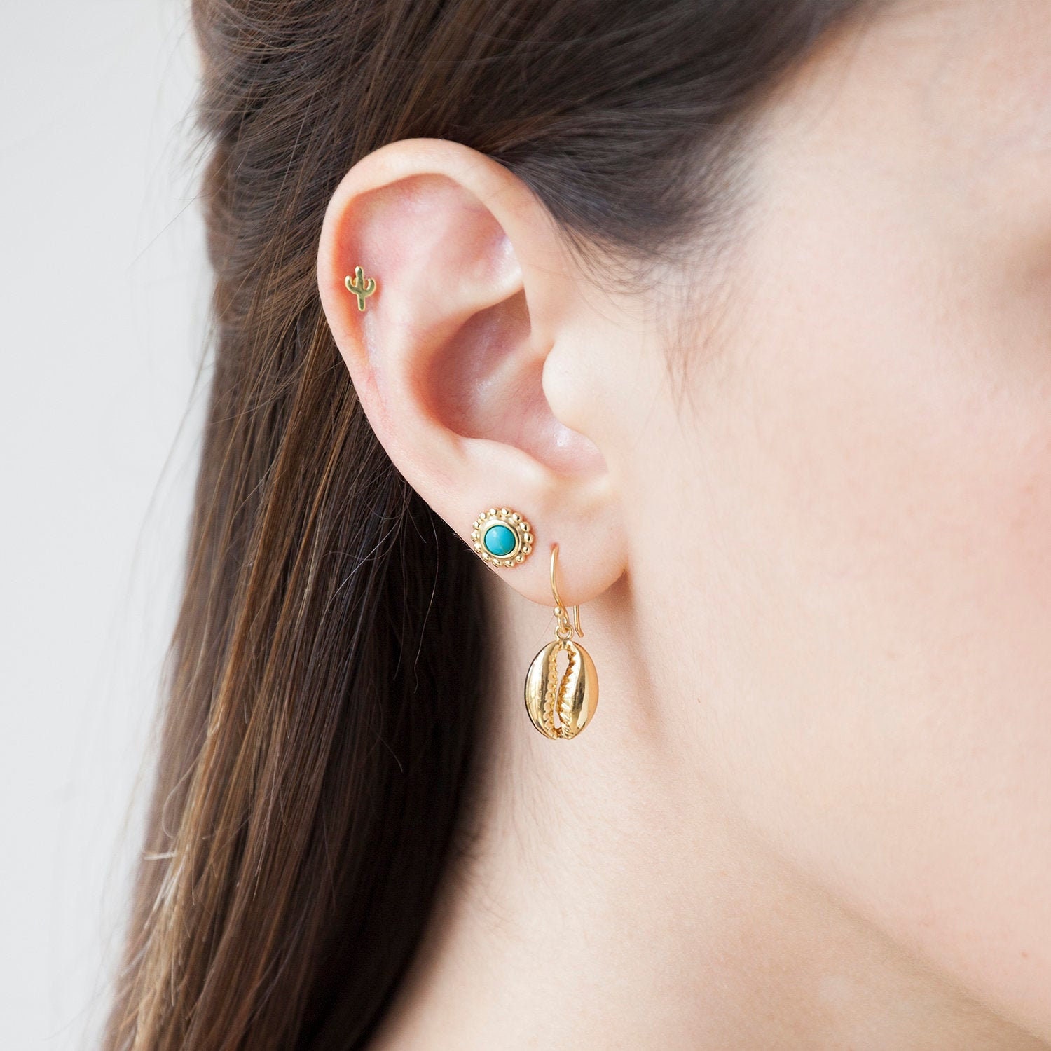 Cactus earrings gold cactus stud earrings tiny studs dainty | Etsy