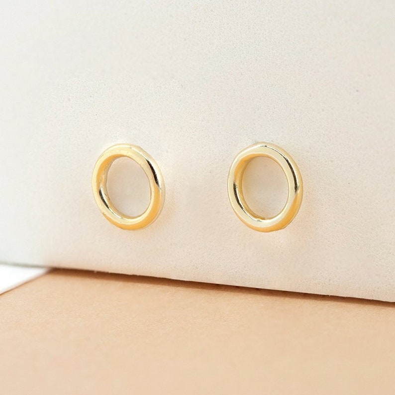 Circle studs, circle earrings, gold circle studs, minimalist stud earrings, gold studs, dainty earrings, dainty studs, stud earrings image 4