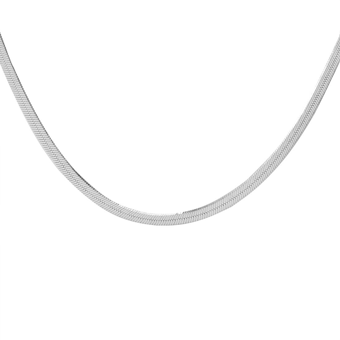 White Lies Double Layer Snake Chain Necklace For Women (Gold, OS)