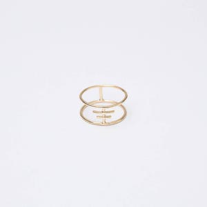 Dainty cage ring, double ring, minimal ring, simple ring, gold statement ring, geometric gold ring, dainty gold ring, double ring