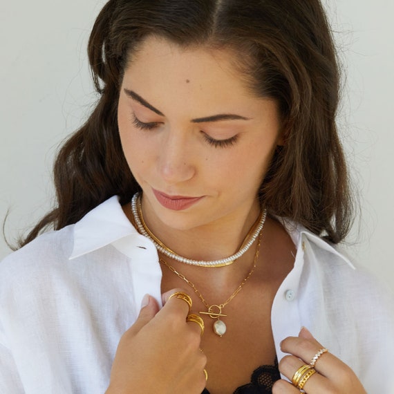 Pearl Necklace T Bar Necklace Toggle 