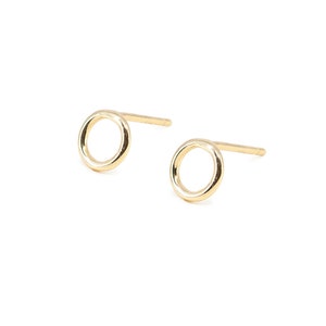 Circle studs, circle earrings, gold circle studs, minimalist stud earrings, gold studs, dainty earrings, dainty studs, stud earrings image 2