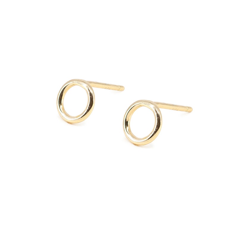 Circle studs, circle earrings, gold circle studs, minimalist stud earrings, gold studs, dainty earrings, dainty studs, stud earrings image 2