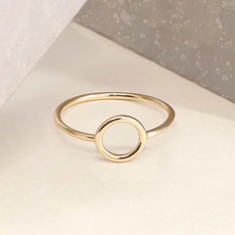 Small circle ring, gold karma ring, gold circle ring, dainty O ring, minimal circle ring, small open circle ring, tiny circle ring image 1