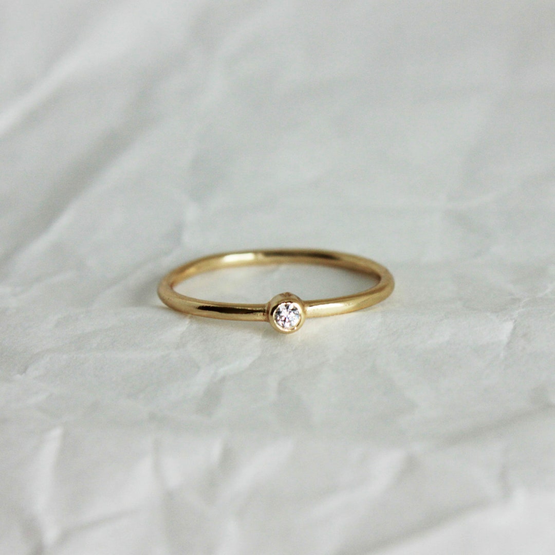 Gold Cz Ring Dainty Gold Ring Silver Cz Ring Minimal Ring - Etsy