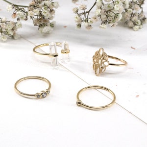 Tiny cz ring, thin gold ring, simple gold ring, dainty thin ring, dainty cz ring, stacking ring, minimalist ring, delicate ring, gold ring image 9