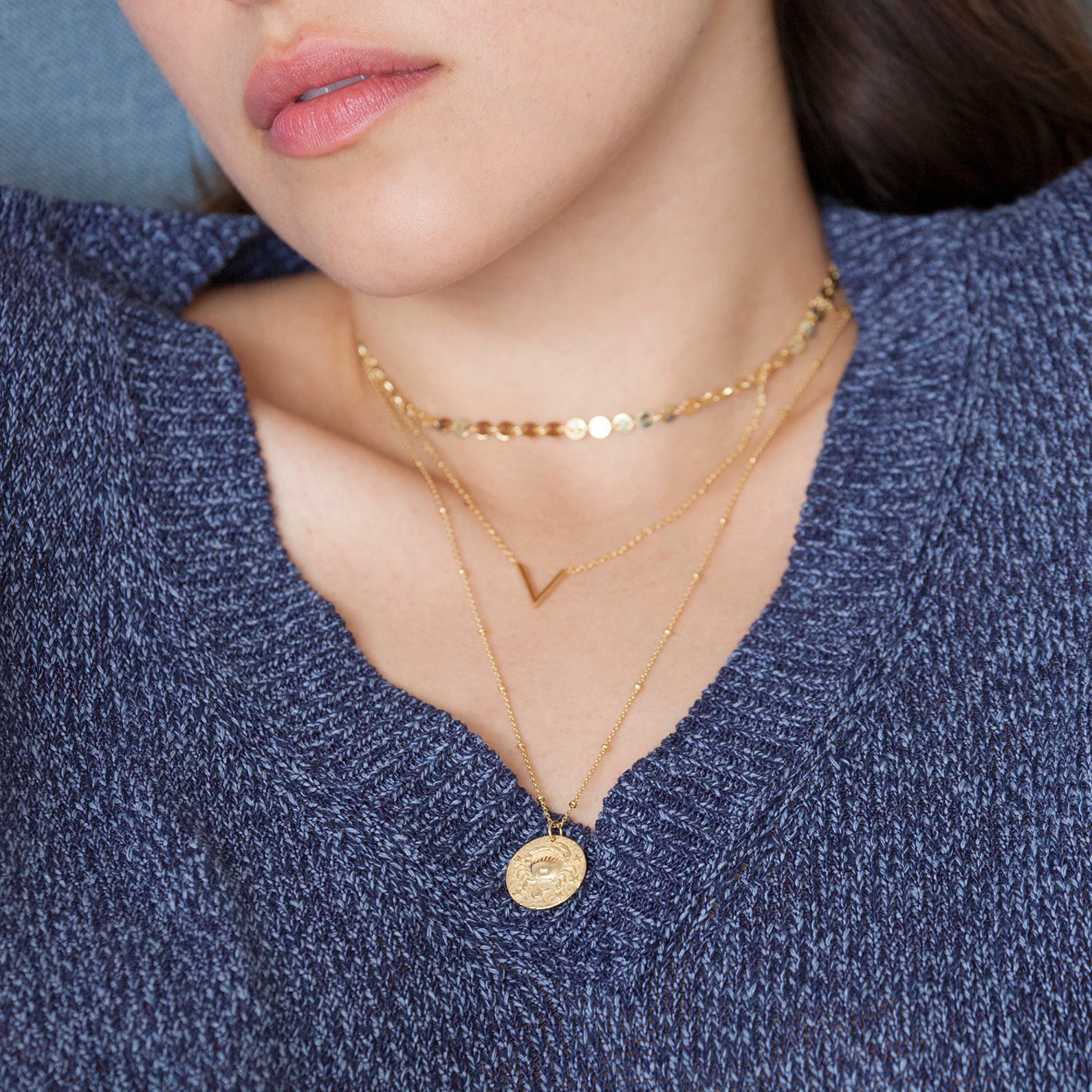 Gold V Necklace Minimalist Necklace Dainty V Necklace Gold Etsy