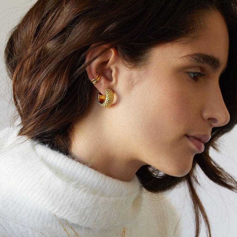 Statement earrings, minimal gold hoops, dainty hoop earrings, large gold hoops, chunky hoops, gold earrings, dainty jewelry, minimal hoops image 3