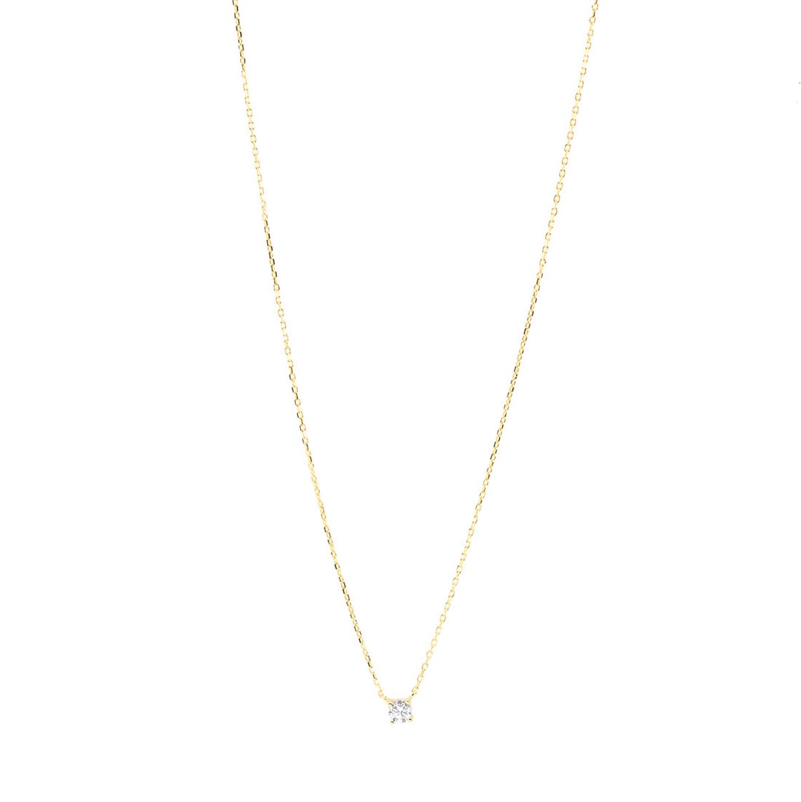 Dainty Solitaire Necklace Small Diamond Necklace Gold - Etsy