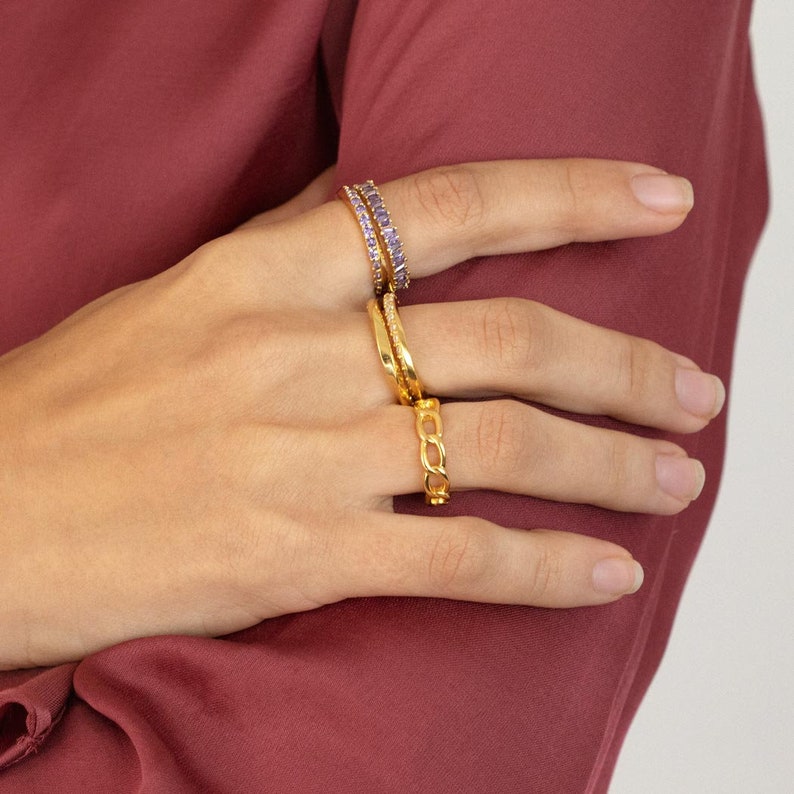 diamond band ring minimal ring Baguette ring lilac ring delicate gold ring dainty cz ring stacking ring dainty ring eternity ring
