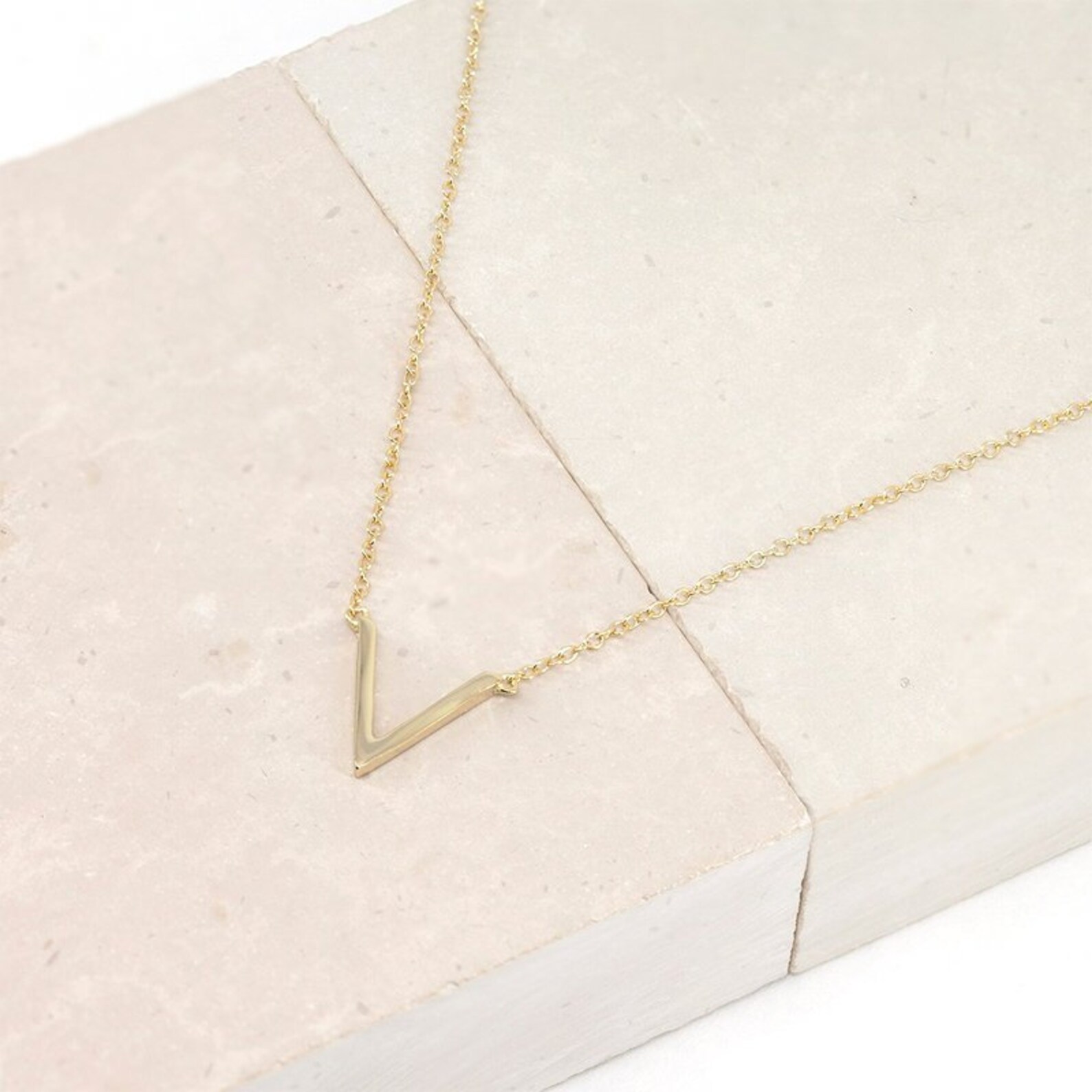 Gold V Necklace Minimalist Necklace Dainty V Necklace Gold Etsy