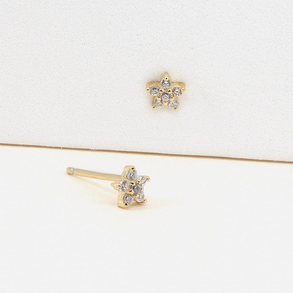 Cz Flower Earrings Flower Studs Dainty Gold Stud Earrings - Etsy UK