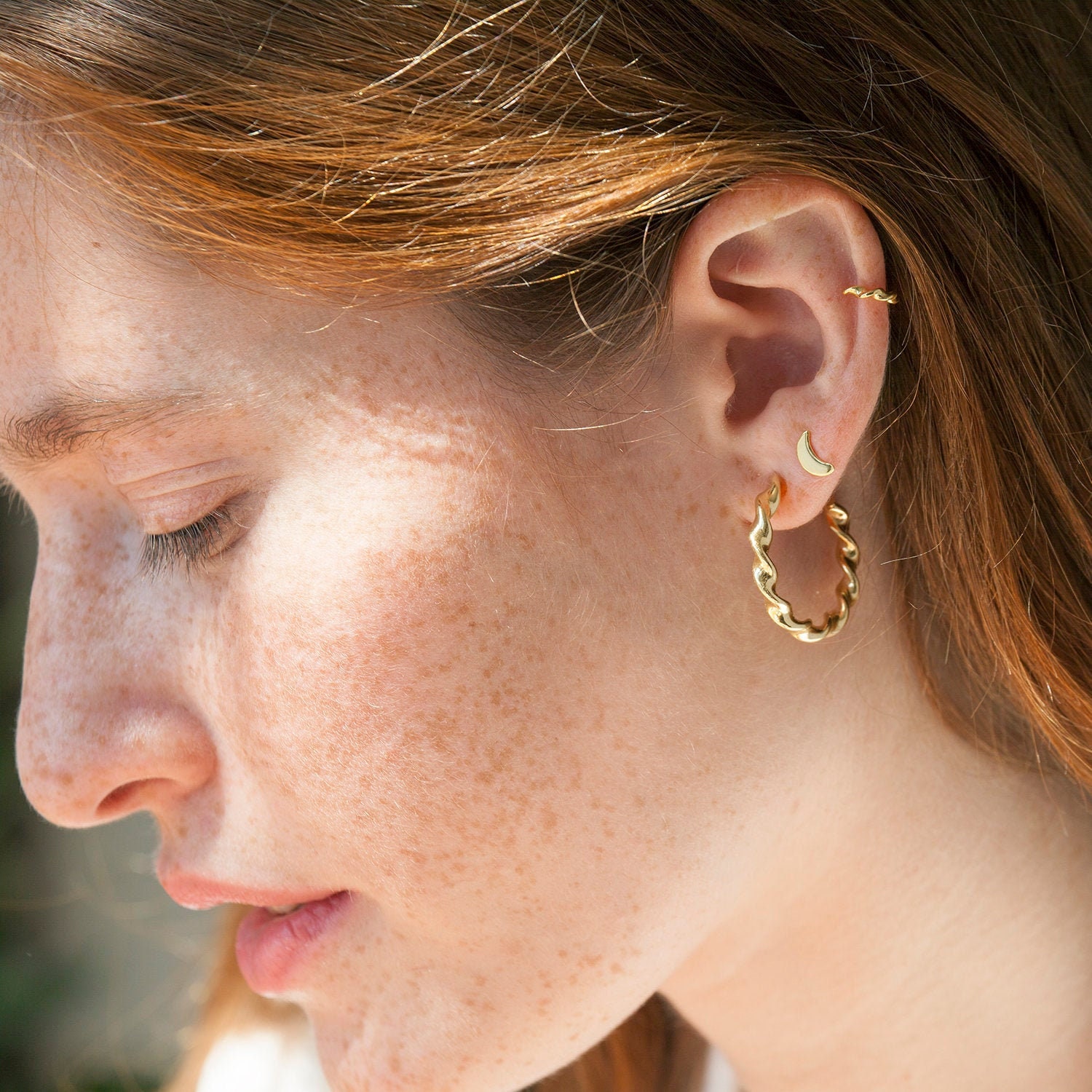 Gold Twisted Hoop Earrings Minimal 