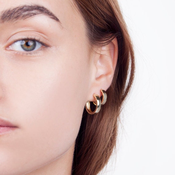 Minimalist Hoops Wide Hoops Gold Hoop Earrings Minimalist Hoop