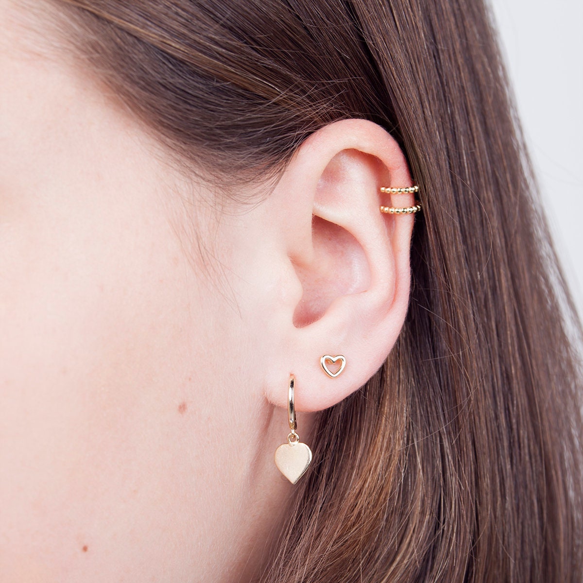 Gold Bitsy Heart Studs main image 0