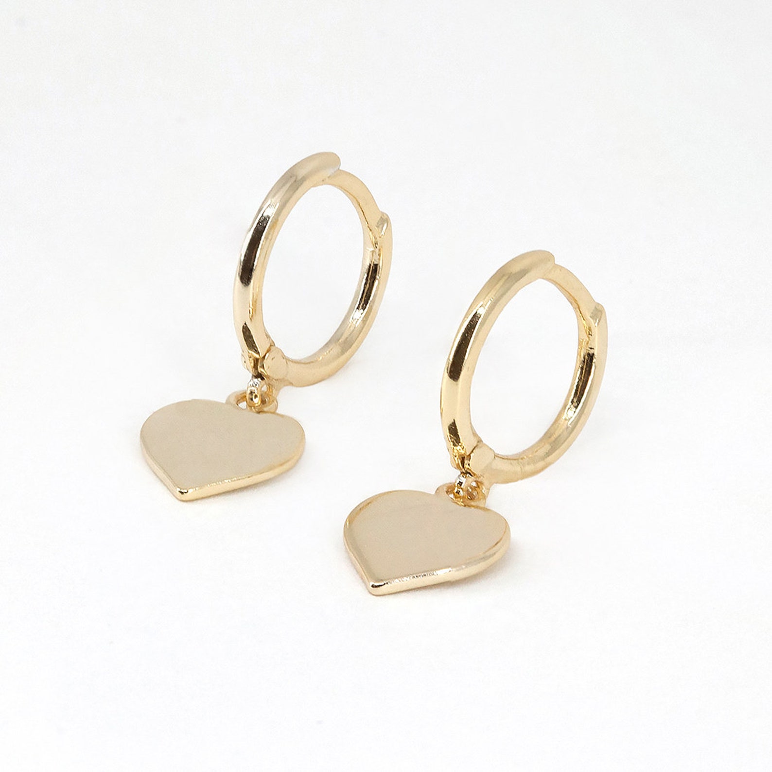 Heart Hoop Earrings Heart Charm Hoops Charm Heart Earrings Etsy