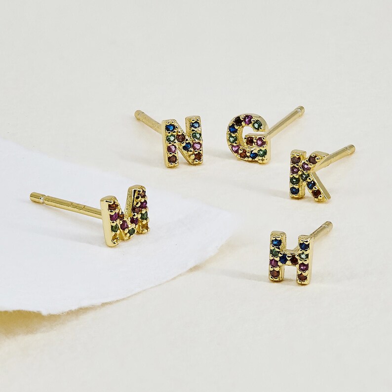Initial Earrings Alphabet Earrings Tiny Stud Earrings Small Etsy