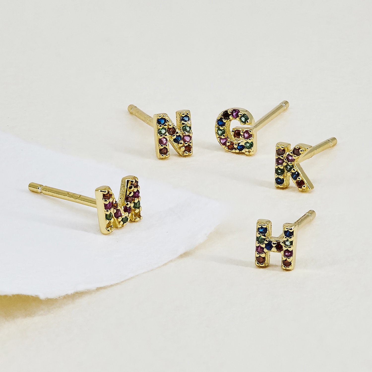 Initial Earrings Alphabet Earrings Tiny Stud Earrings Small Etsy